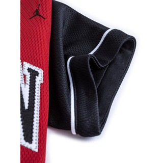 NIKE 耐克 AIR JORDAN 耐克儿童短袖衬衫开衫2023夏季新款儿童休闲外套上衣 杰斯特红 130/64(7)