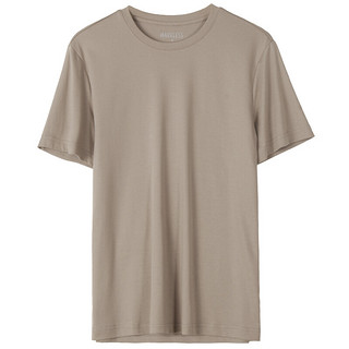 MARKLESS T恤男夏季新款液氨丝光棉抗皱纯棉短袖休闲圆领透气纯色TXB0635M 浅咖色 XL