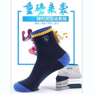 10双棉中高筒袜子秋冬男款防臭短袜纯男士运动长袜全棉厚保暖袜子