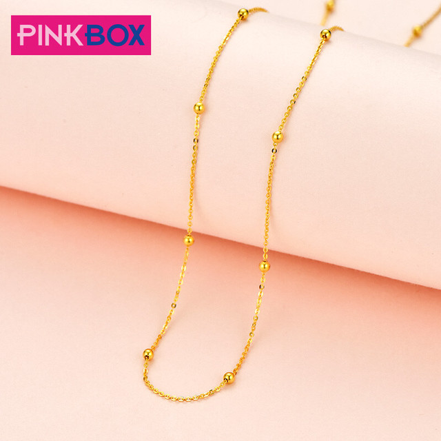 PINKBOX 香港PINKBOX娉饰珠宝18k金项链经典珠子链18k黄项链 百搭佩戴 18K金珠珠链 16寸(约41cm)
