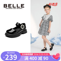 百丽（Belle）童鞋女童乐福鞋玛丽珍2023春季新款时尚单鞋英伦风公主鞋儿童皮鞋 黑色 33码 适合脚长约19.9-20.5cm
