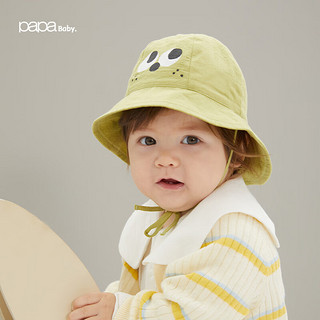 papapapa爬爬春季新款男女宝宝小眼睛印花帽子婴儿渔夫帽盆帽可爱外出 米白 帽围：46cm