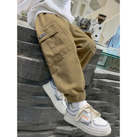 THINKPIRE儿童工装裤男童休闲裤2023春秋装长裤中大童男孩裤子潮 卡其色 150码建议身高140CM