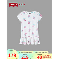 Levi's 李维斯童装女童连衣裙夏季儿童卡通满印短袖裙子 奶白 150/68(M)