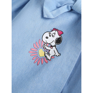 史努比（SNOOPY）童装女童裙子夏装半身裙公主淑女百搭 蝴蝶结花朵浅蓝 120