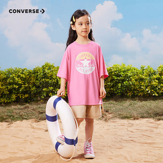 Converse 匡威童装男女童短袖T恤2023夏季新款儿童撞色logo休闲短T上衣 康乃馨 120/60