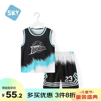 舒贝怡儿童篮球服夏季速干衣中大童运动背心套装训练服黑色110CM
