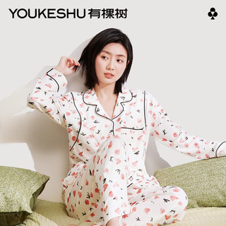 YOUKESHU 有棵树 孕妇月子服哺乳睡衣女春秋纯棉产后产妇家居服夏季薄款 樱桃红 L