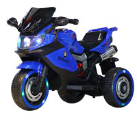 孩智乐儿童电动车摩托车可坐人三轮车3-6-8岁小孩电动车玩具车充电电瓶 蓝色双驱+遥控+蓝牙音乐+塑料轮
