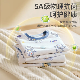 贝肽斯儿童家居服睡衣春秋款棉质儿童居家睡衣套装男女宝宝秋衣裤 宇航员巡航--高腰套装 建议身高 100cm