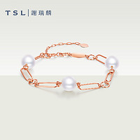 抖音超值购：C TSL谢瑞麟珍珠环扣系列18k金手链拼接款淡水珍珠女士新品BC920