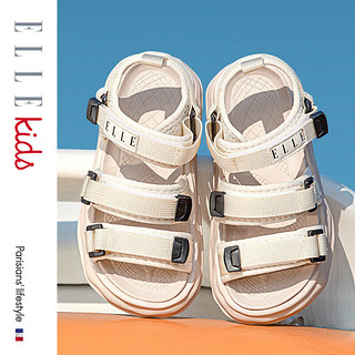 ELLE KIDS童鞋夏季儿童运动凉鞋男女童防滑沙滩鞋时尚软底凉鞋 EFE2296米色