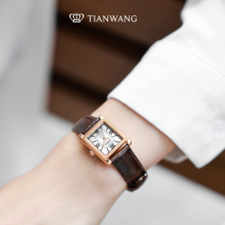 tian wang 天王 星辰系列复古小方表31315方形表盘牛皮表带通勤手表女