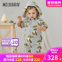 Milkbarn2023新款儿童夏季套装 1-6岁宝宝外出上衣短裤男女童短袖衬衫t恤 熊猫绿-上衣 80cm