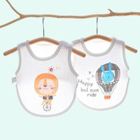 有彩婴幼儿夏季薄款半背衣圆肚兜新生儿护肚兜男女宝宝纱布护肚脐围兜 小狮子+小兔子（半背圆） 100码 (建议2-3岁)