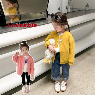 七语欣童装女童外套春秋装儿童外套2023新款洋气小女孩宝宝卡通夹克上衣 黄色 100(适合身高90-100cm)