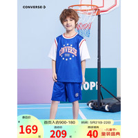 Converse 匡威童装男童短袖T恤短裤2件套2023夏季新款儿童经典星星套装 马扎兰 110/52
