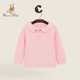 Classic Teddy精典泰迪女童T恤童装儿童polo衫中小童洋气打底衫宝宝外出服春款 绣花梦幻粉 130