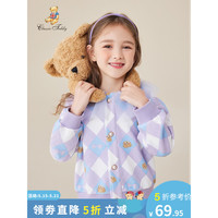 Classic Teddy精典泰迪女童外套童装儿童开衫上衣中小童洋气网纱领春装外出衣服 仙女网纱领紫色 90