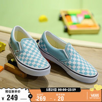 VANS范斯童鞋官方 Slip-On活力蓝白配色经典棋盘格中大童帆布鞋 蓝白棋盘格 28 实测内长17.5cm