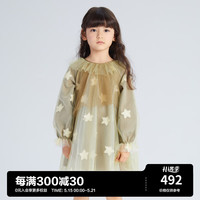 Mini Peace MiniPeace商场同款太平鸟童装女童连衣裙春季花朵公主纱裙 橄榄绿色 110/56cm
