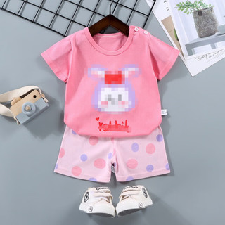 九能（jiuneng）儿童纯棉韩版套装夏季短袖女童衣服2023新款夏装宝宝1-9岁 B60 120cm