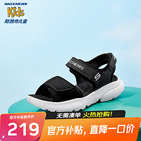 Skechers斯凯奇凉鞋儿童男鞋2023新款夏露趾大童清爽易弯折沙滩鞋406512L 黑色/BLK 27.5码