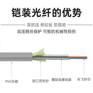 优普连 电信级铠装光纤跳线LC-ST 3米多模双芯带铠尾纤 防鼠咬凯甲钢丝抗压抗拉