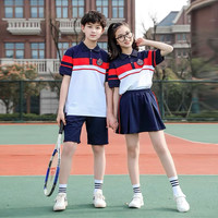芯时代小学生校服夏季运动套装高中学生短袖中裤英伦风五六年级毕业班服 白色 男生 165码