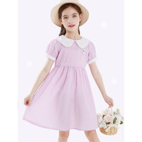 迪士尼(Disney)女童连衣裙儿童裙子夏季新款爱莎公主裙短袖娃娃领薄款甜美 紫色 130cm