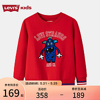 Levi's李维斯童装春秋款男童女童卡通卫衣儿童套头上衣 超级红 90/52(2T)