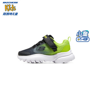 Skechers斯凯奇宝宝运动鞋春款学步鞋2023新款渐变易弯折男小童鞋405254N 黑色/柠檬色/BKLM 21码