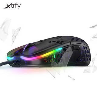 Xtrfy MZ1 游戏鼠标 电竞轻量化ZY哥联合设计镂空洞洞鼠56克3389传感器凯华GM8.0微动 黑色