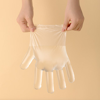 茶花弥度一次性手套加厚食品级餐饮塑料透明薄膜加厚100只防疫