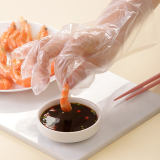 CHAHUA 茶花 弥度一次性手套加厚食品级餐饮塑料透明薄膜加厚100只防疫