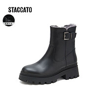 STACCATO 思加图 2022冬季新款保暖毛里雪地靴厚底短靴女皮靴M7121DD2