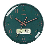Timess 挂钟客厅时钟14英寸家用时尚钟表万年历创意静音简约带日历石英钟 P26B-6