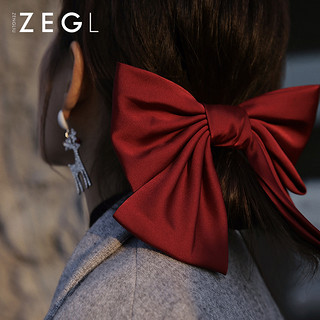 ZENGLIU ZEGL红色大蝴蝶结头饰女黑色发夹后脑勺发卡新娘结婚过新年发饰品