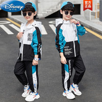 迪士尼（Disney）男童春款套装2023新款韩版男孩运动洋气两件套中大童春秋款三件套 蓝三件套(+打底衫备注长/短/袖) 150