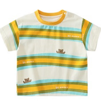  齐齐熊 cicibear 条纹小熊系列 男童短袖T恤 Q100477 活力黄 80码