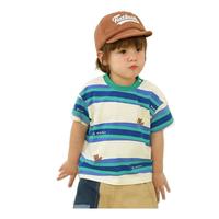  齐齐熊 cicibear 条纹小熊系列 男童短袖T恤 Q100477 海洋蓝 140码