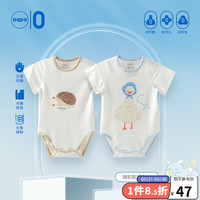 aqpa婴儿短袖包屁衣三角春夏新生婴儿纯棉夏薄四季外穿 刺猬(1件) 59cm