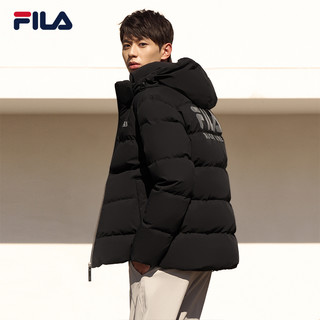 FILA斐乐羽绒服男女情侣款2022冬季新款短款连帽运动户外加厚外套 175/96A/L 传奇红-RD
