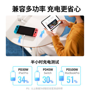  UGREEN/绿联 100W快充 Type-C数据线  白色 Type-C Type-C 100W PVC 5A