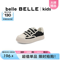 BeLLE 百丽 贝壳头板鞋童鞋2023春季新商场同款魔术贴饼干鞋35330A83 黑色 35