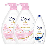 Dove 多芬 樱花甜香滋养美肤沐浴露 1kg*2+190ml