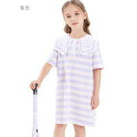 凯蒂猫Hello Kitty女童连衣裙儿童裙子2023夏季新款大童女孩洋气公主裙纯棉短袖童装 紫色 120cm