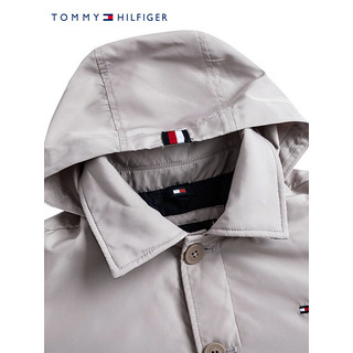 TOMMY HILFIGER童装男童中长款连帽棉服外套 卡其 110/5