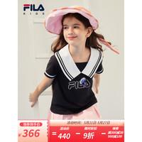 FILA斐乐童装儿童短袖衫2023夏季新款女大童时尚翻领吸湿速干T恤 传奇蓝-NV 130