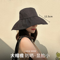 UPF50+防晒帽女2023新款大檐夏季太阳帽黑胶防紫外线遮阳帽渔夫帽
